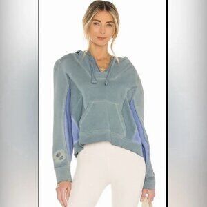 LoveShackFancy Alouette Hoodie Sweatshirt Blue Green Distressed Cottagecore XS